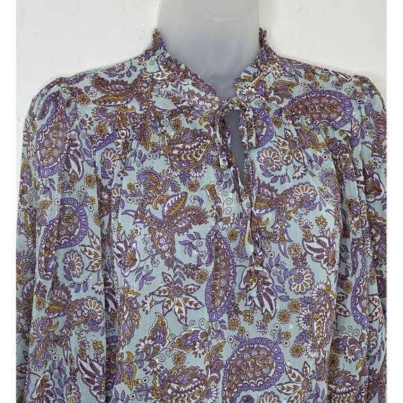 Rachel Zoe Women Blouse Small Smocked Long Sleeves Metallic Whimsical Fairy Boho - Picture 2 of 11